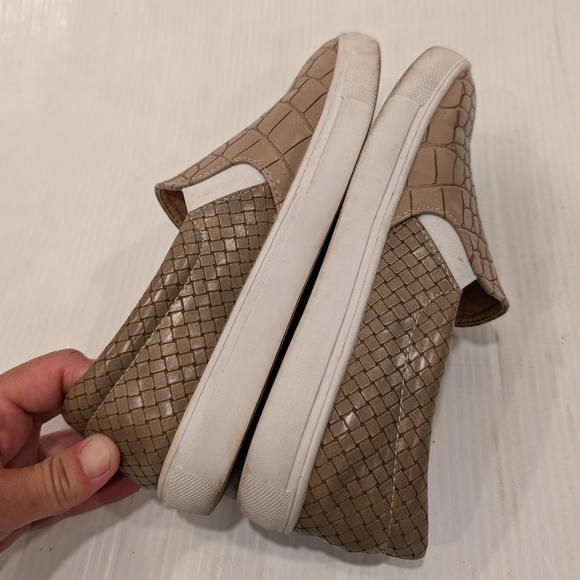 Women's tan snakeskin croc embossed slip-on loafers casual sneakers size 38 - Picture 5 of 12